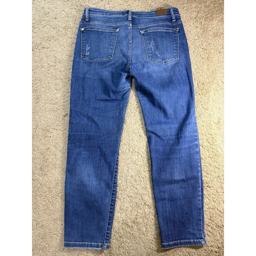 Judy Blue Relaxed Fit Jeans Women 11/30 Distressed Blue Denim Mid Rise Preppy